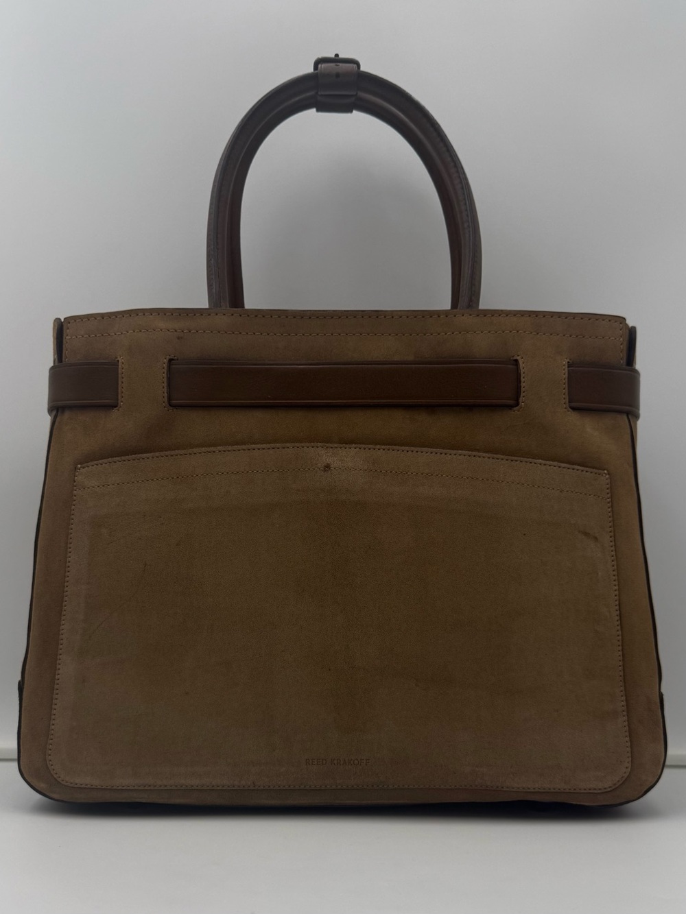 REED KRAKOFF • Belted Shoulder BOXER 38 Bag in Brown Suede (COACH Luxury Brand) - Picture 3 of 16